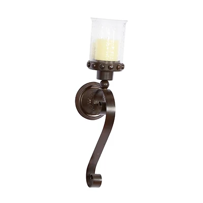 20" Brown Iron Traditional Candle Wall Sconce