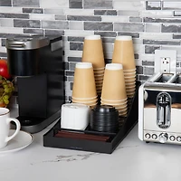 Mind Reader Network Collection 7-Compartment Black Cup and Condiment Organizer, 2ct.