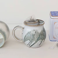 Hello Honey® Artisanal Stoneware Mug with Integrated Teabag Holder Set