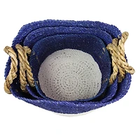 Blue Seagrass Coastal Storage Basket Set