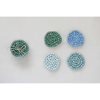 Hello Honey® Blue Tones Handmade Wool Felt Ball Coaster Set