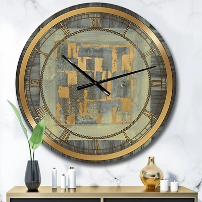 Designart 'Gold Geometric Tapestry Ii Glam Wall Clock