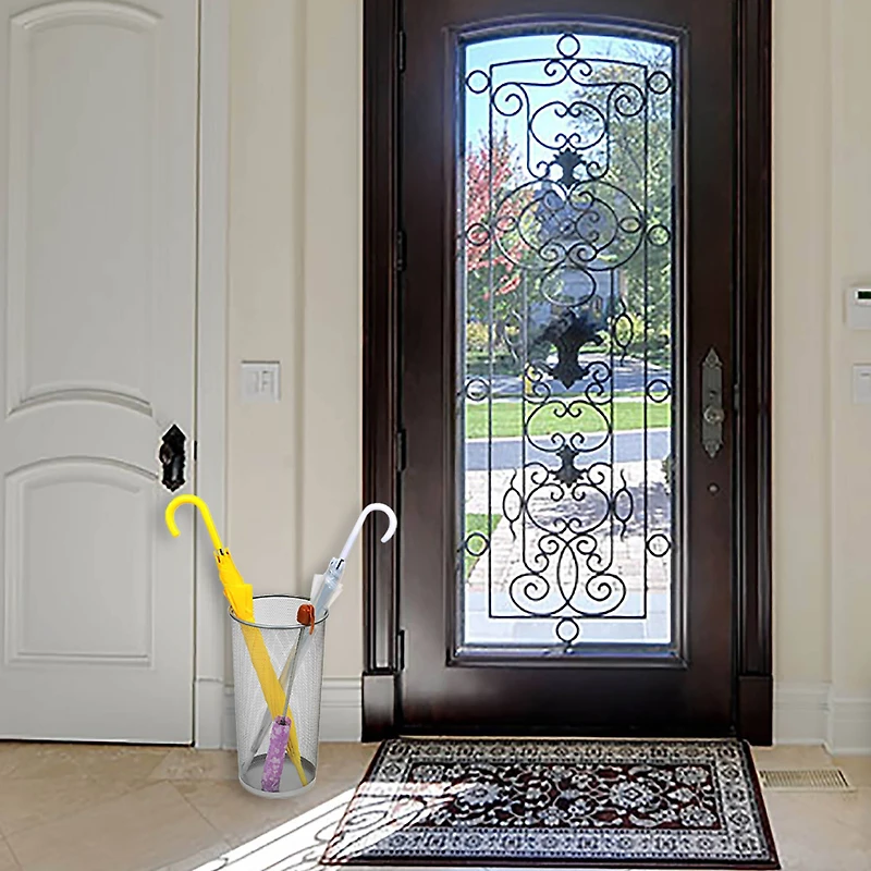 Mind Reader Silver Metal Mesh Umbrella Holder Basket