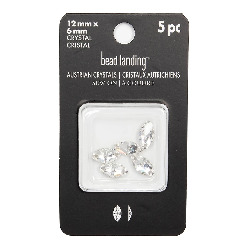 12mm Navette Sew-On Austrian Crystals by Bead Landing