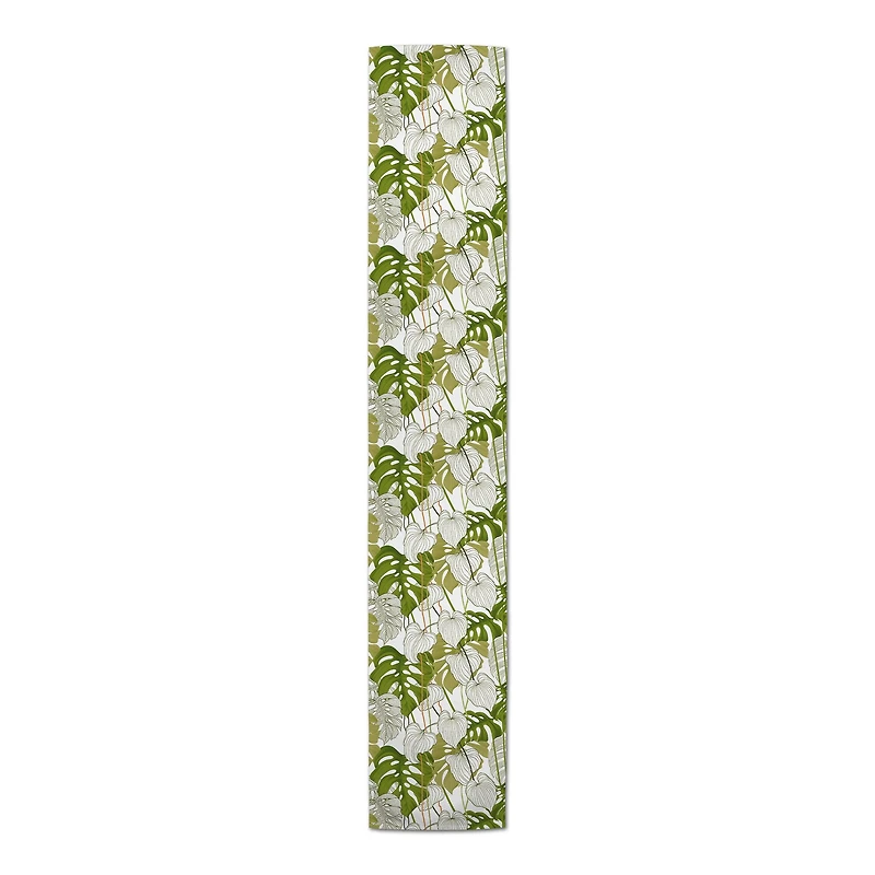 Yellow Green Monstera 16" x 72" Cotton Twill Runner