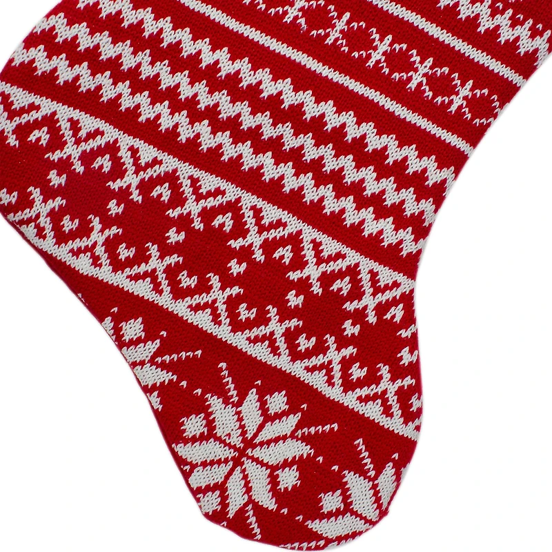 22" Festive Snowflake Sweater Knit Christmas Stocking