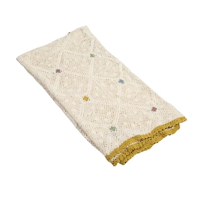 Hello Honey® Multicolor Diamond Pattern Hand-Woven Reclaimed Cotton Crocheted Throw