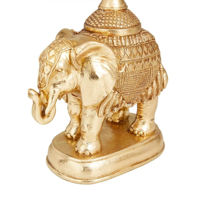 Set of 2 Gold Polystone Traditional Candle Holders, 13" x 4" x 6"