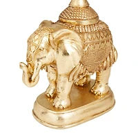 Set of 2 Gold Polystone Traditional Candle Holders, 13" x 4" x 6"