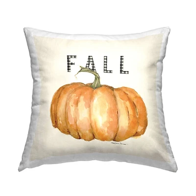 Stupell Industries Fall Pumpkin Black Farm Plaid Throw Pillow