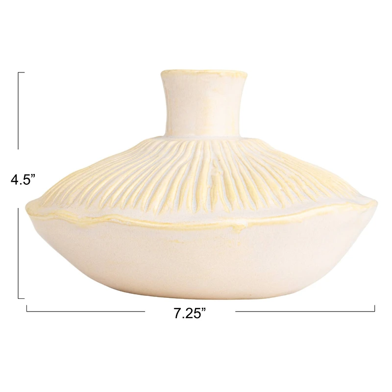 Hello Honey® 7" Long Cream Stoneware Vase