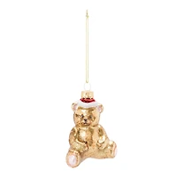 12ct. Gold Glass Teddy Bear Ornaments