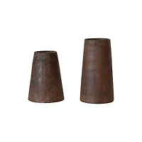 Hello Honey® Brown Round Reclaimed Wood Vase with Distressed Finish Set