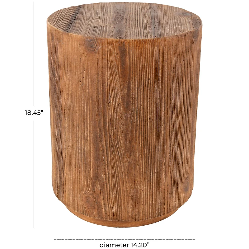 18" Brown Wood Grain Block Outdoor Accent Table