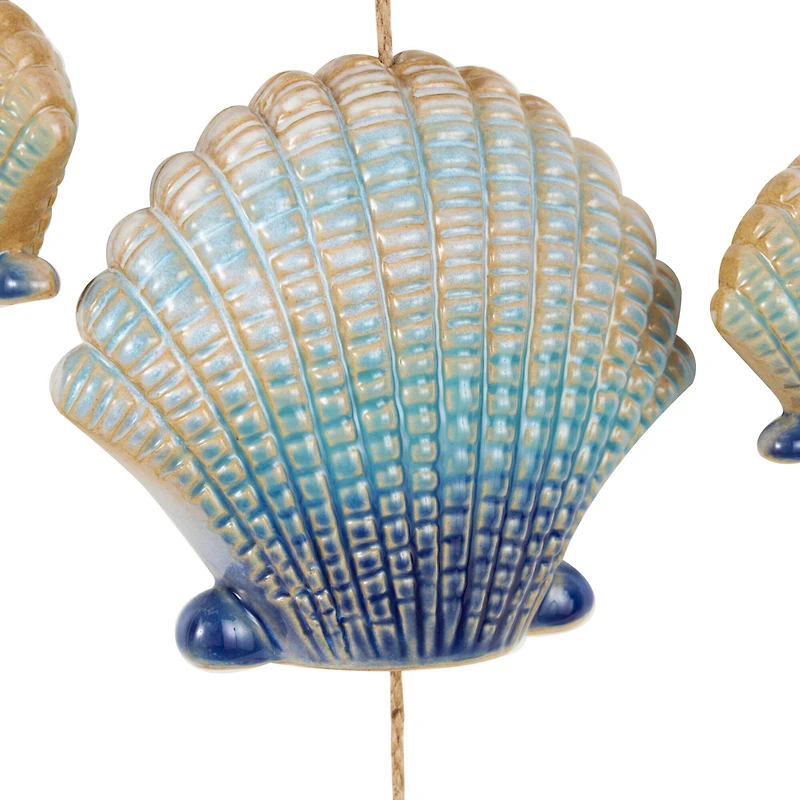 3ft. Blue Ceramic Shell Handmade Ombre Windchime with Driftwood & Bead Accents