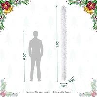 Glitzhome® 9ft Pre-Lit Snow Flocked White Pine Christmas Garland with Timer