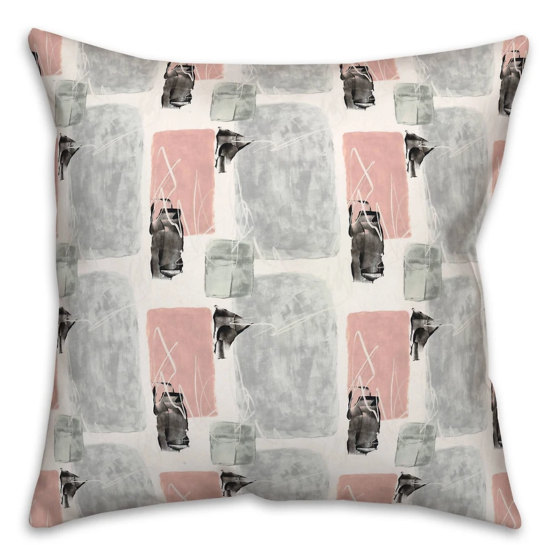 Blue and Pink Abstract 18" x 18" Throw Pillow