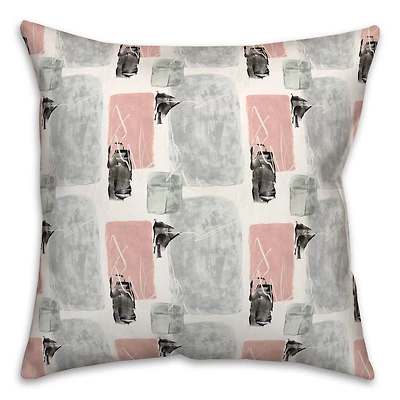 Blue and Pink Abstract 18" x 18" Throw Pillow