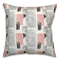 Blue and Pink Abstract 18" x 18" Throw Pillow