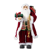 Glitzhome® 24"H Faux Fur Christmas Traditional Santa Figurine