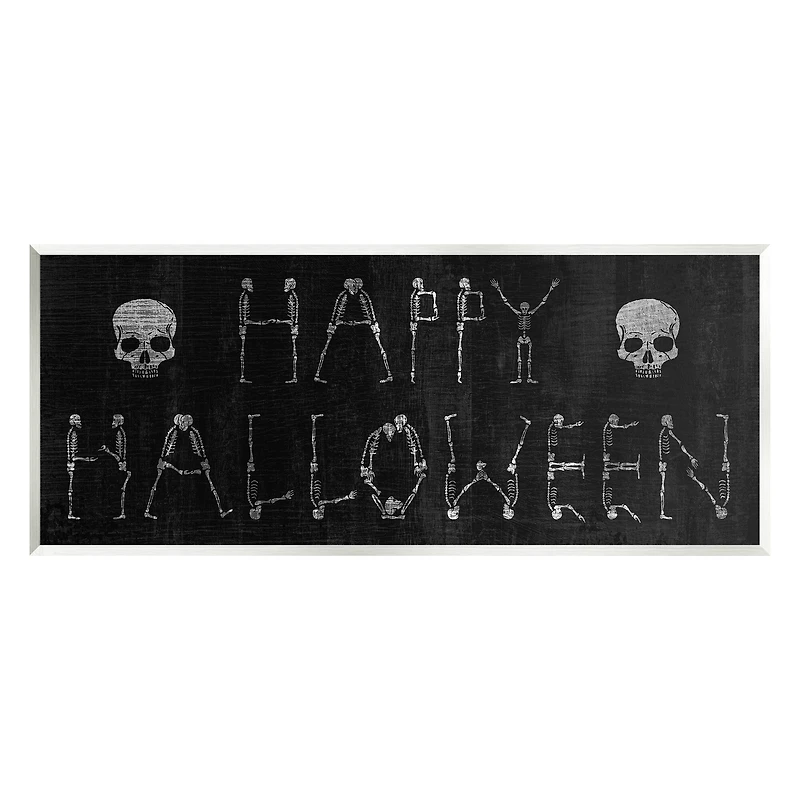 Stupell Industries Happy Halloween Skeleton Letters Wall Plaque Art