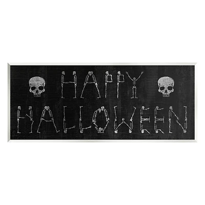 Stupell Industries Happy Halloween Skeleton Letters Wall Plaque Art