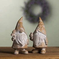 8" Carved Spring Gnome Figurine Set