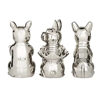 CosmoLiving by Cosmopolitan Silver Porcelain Bulldog with Sunglasses Sculpture Set
