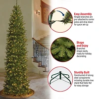 9ft. Pre-Lit North Valley™ Spruce Pencil Slim Artificial Christmas Tree, Clear Lights