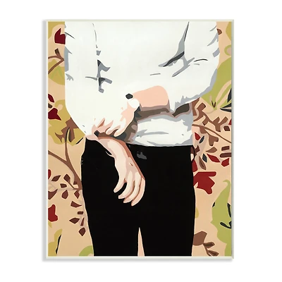 Stupell Industries Glam Man Rolling Up Sleeve over Floral Pattern Wall Plaque