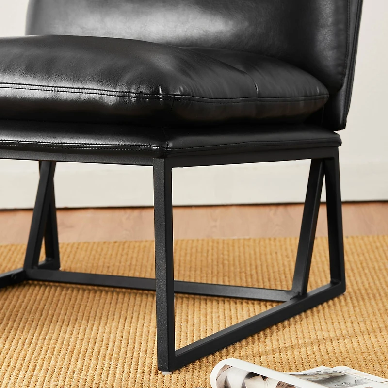 Glitzhome® Modern Thick Leatherette Accent Chair