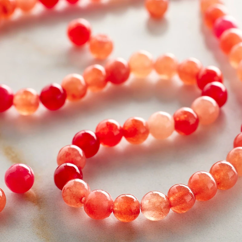 12 Pack:  Orange Mix Stone Round Beads, 4mm by Bead Landing™