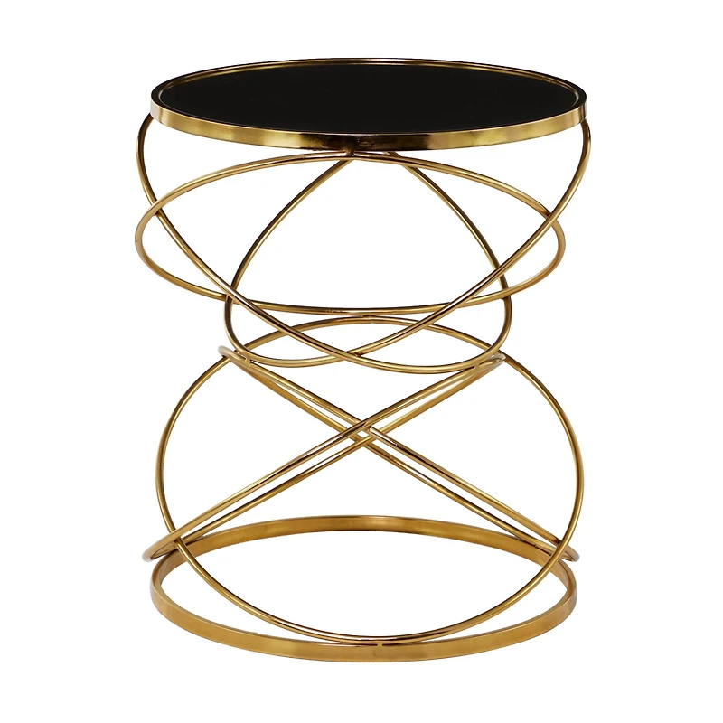24" Open Ring Accent Table with Black Marble Top
