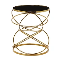 24" Open Ring Accent Table with Black Marble Top