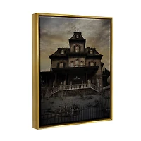 Stupell Industries Haunted House Landscape Framed Floater Canvas Wall Art