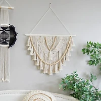 White Fabric Bohemian Wall Decor, 28" x 1" x 32"