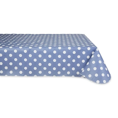 Stonewash Blue Polka Dot Vinyl Tablecloth 60" x 84"