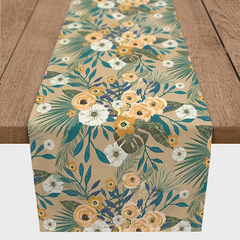 72" Tropical Floral Cotton Twill Runner