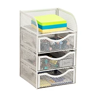 Mind Reader White 3 Drawers Mini Desk Office Supplies Organizer