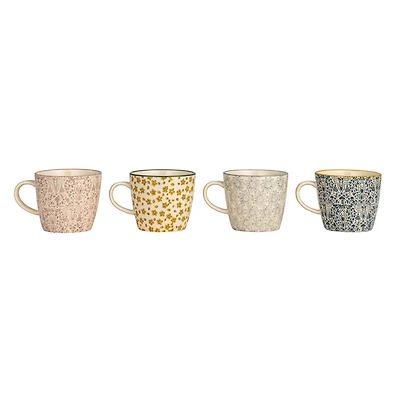 Hello Honey® 5" Flower Print Stoneware Mug Set
