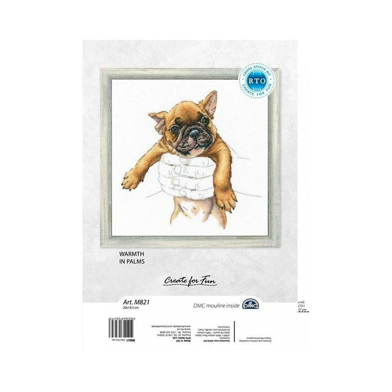 RTO Warmth in Palms French Bulldog Cross Stitch Kit