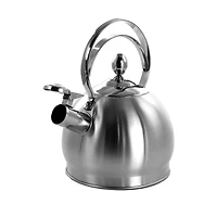MegaChef 2.8 Liter Brushed Silver Round Stovetop Whistling Kettle