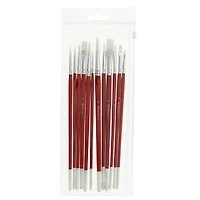 Hello, Artist! Long Handle White Taklon Flats & Rounds 12 Piece Brush Set