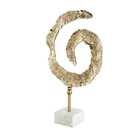 20" Gold Metal Abstract Spiral Sculpture