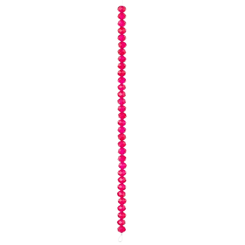 Fuchsia Faceted Glass Rondelle Beads, 8mm by Bead Landing™