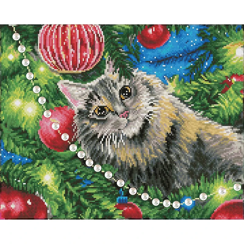 Diamond Art Premium Christmas Cat Kit