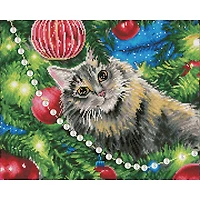 Diamond Art Premium Christmas Cat Kit