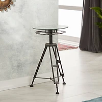Black Glass & Metal Eclectic Accent Table