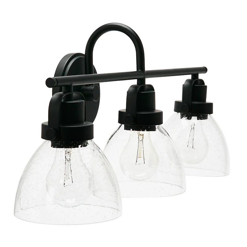 Hello Honey® Robert Stevenson Lighting Avalon Matte Black Metal & Glass 3-Light Vanity Light