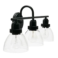 Hello Honey® Robert Stevenson Lighting Avalon Matte Black Metal & Glass 3-Light Vanity Light